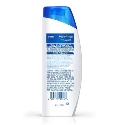 Head & Shoulders Oily Sticky Dandruff Deep Cleanse With Oxygenated Charcoal Shampoo 340 ml - Shampoos