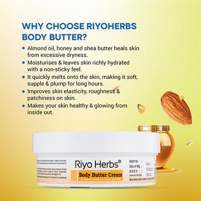Riyo Herbs Advanced Nourishing Body Butter Cream - Almond, Honey & Shea Butter 200 gm - Body Butter