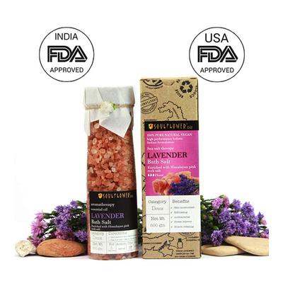 Soulflower Aroma Bath Salt - Lavender with Himalayan Pink Rock Salt 500 gm - Bath Salts
