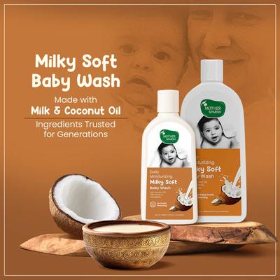 Mother Sparsh Daily Mositurizing Milky Soft Baby Wash With Coconut Oil-Milk Protein and Shea Butter 400 ml - Baby Body Wash