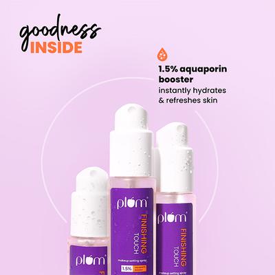 Plum Finishing Touch Makeup Setting Spray Sets Makeup for 12+ Hrs with 1.5% Aquaporin Booster 50 ml - Setting Spray