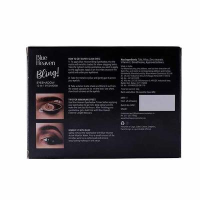 Blue Heaven Bling Matte + Metallic Eye Shadow Palette 12 in 1 Indie Vibe 22 gm - Eyeshadow, Bases & Primers