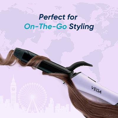 Vega Go Mini Hair Curler for Women with 25 mm Barrel, Auto Cut-Out for Travel Friendly (VHCH-08) 342 gm - Rollers & Curlers