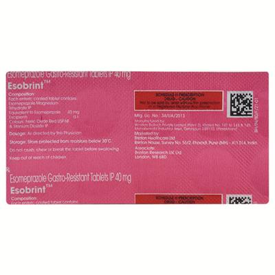 ESOBRINT 40 Tablet 10's - Ulcer/Reflux/Flatulence-Aaa