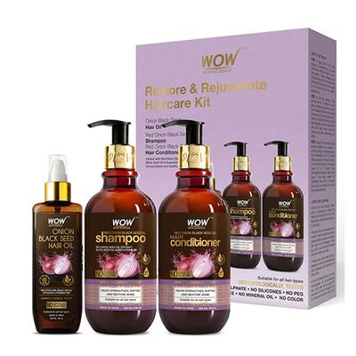 WOW Skin Science Onion Oil Ultimate Hair Care Kit (Shampoo + Hair Conditioner + Hair Oil) 1's - Shampoos