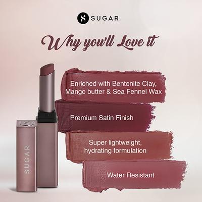 SUGAR Cosmetics Mettle Satin Lipstick - 04 Adela (Warm Muted Peach) 2.2 gm - Lipsticks