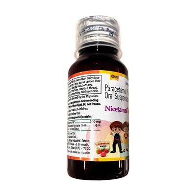 NICETAMOL JUNIOR 250MG STRAWBERRY FLAVOUR Suspension 60ml - Fever-Ana