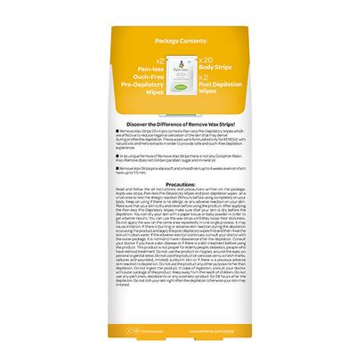 Remove Wax Strips 24 Pcs Body Strips - Normal Hair (20 Body Strips & 2 Pain-Less + 4 Post Depilation Cleaning Wipes) 1's - Shaving & Hair Removal
