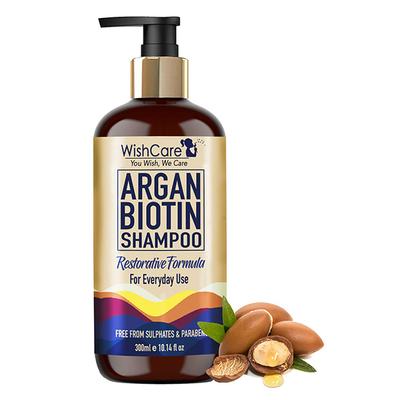 WishCare Argan Biotin Shampoo - Restorative Formula - Moroccan Argan Oil Shampoo 300 ml - Shampoos