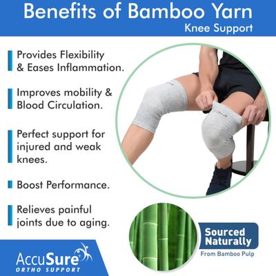 AccuSure Orthopedic Pain Relief Bamboo Yarn Knee Cap - Gray (L) 1's - Knee/Ankle/Leg/Foot Supports