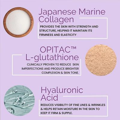 Wellbeing Nutrition Skin Fuel Japanese Collagen Peptides, L-Glutathione, Antioxidants Hyaluronic Acid, Grape Seed, Vitamin E - Hair & Skin