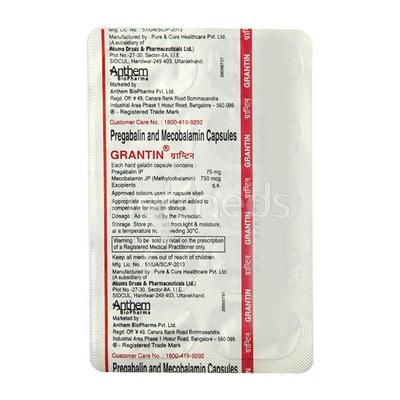 Grantin Capsule 10'S - Neuropathic Pain-Dru