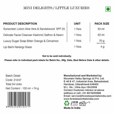 Forest Essentials Mini Delights Gift Box - Skin Care 4 Piece Gift Set for all occasion 1's - Makeup Kits & Sets