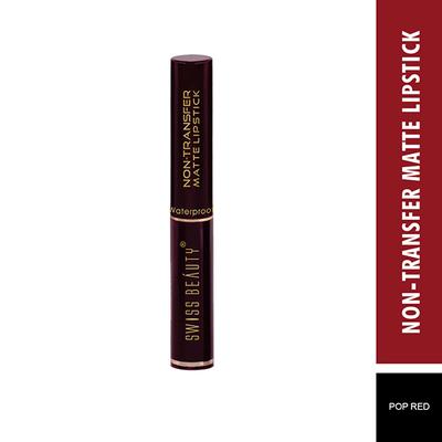 Swiss Beauty Non-Transfer Matte Lipstick - (Pop Red) 2 gm - Lipsticks