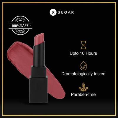 SUGAR Cosmetics Nothing Else Matter Longwear Lipstick - 10 Rosy Picture (Nude Rose) 3.2 gm - Lipsticks