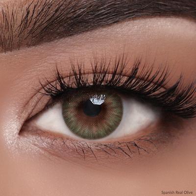 O-Lens Spanish Real Monthly Coloured Contact Lenses - Real Olive ( 0.00 ) 1's - Eyecare Lenses
