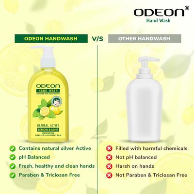 Odeon Hand Wash Lemon & Mint Natural Active 250 ml - Hand Wash & Soaps