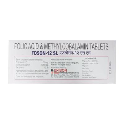 Fdson 12 SL Tablet 10'S - Iron Supplement/Anaemia-Vma