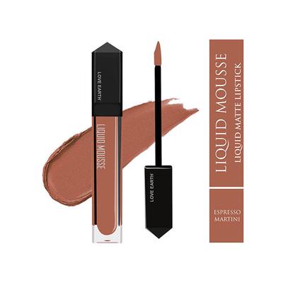 Love Earth Liquid Mousse Lipstick - Espresso Martini Matte Finish Lightweight, Non-Sticky, Non-Drying 6 ml - Liquid Lipsticks