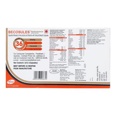 Becosules Performance Capsule 15'S - Supplements-Vam