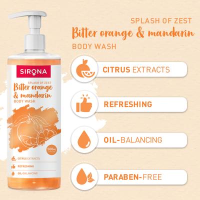 Sirona Body Wash - Bitter Orange & Mandarin 500 ml - Shower Gels & Body Wash