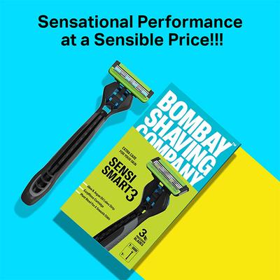 Bombay Shaving Company Sensi Smart 3 Razor 15gm, Green and Charcoal Shaving Foam 50gm 1's - Razors & Cartridges