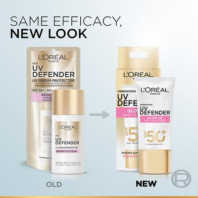 Loreal Paris UV Defender Serum Protector SPF 50+ PA++++, Bright & Clear with Niacinamide 50ml - Face Sunscreen