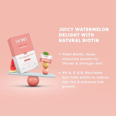 IKWI Happy Hair Gummies With Plant based Biotin 10000 mcg & Vitamin A, C, E 1's - Hair & Skin