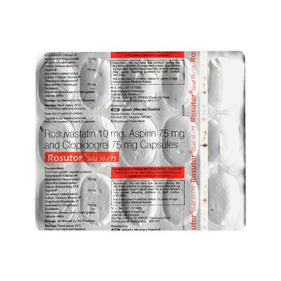 ROSUTOR GOLD 10/75 Capsule 15's - Blood Clot-Ant