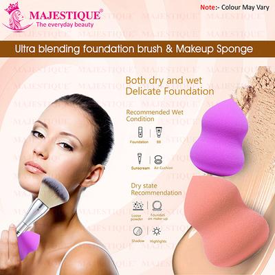 Majestique Foundation Brush with Sponge, Dual-Use Blender Sponge - Multicolor 2's - Makeup Kits & Sets