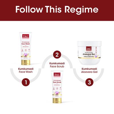T.A.C - The Ayurveda Co. Kumkumandi Aloevera Gel with 24K Gold Flakes For Radiant & Youthful Skin 100 gm - Face Gels