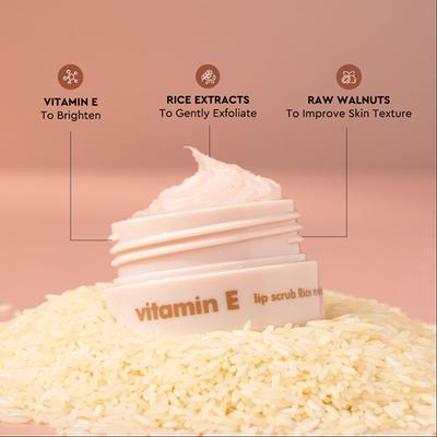 The Face Shop Vitamin E Gentle Exfoliating Lip Scrub with Korean Rice for Soft, Smooth, Glowy Lips 7 gm - Lip Scrubs