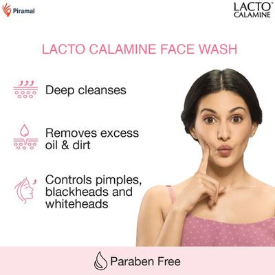 Lacto Calamine Face Wash - Kaolin Clay for Oily Skin 100 ml - Face Wash & Cleansers