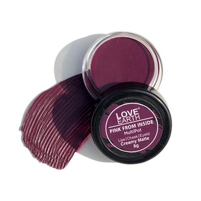 Love Earth Lip Tint & Cheek Tint Multipot - Pink From Inside - Purple 8 gm - Lip Stains & Tints