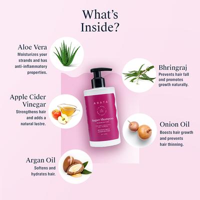 Arata Natural Regenerating 5 in 1 Anti-Hairfall Super Shampoo Prevents Hairfall & Thinning 300 ml - Shampoos
