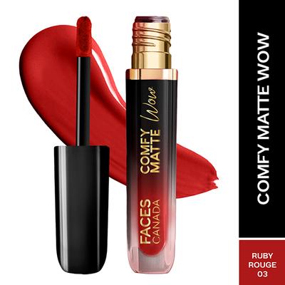 Faces Canada Comfy Matte Wow Liquid Lipstick - Ruby Rouge 03 3.8 ml - Liquid Lipsticks