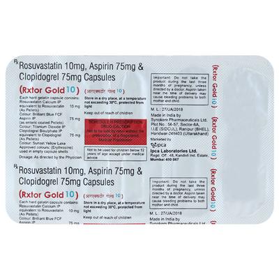 Rxtor Gold 10mg Capsule 10'S - High Cholesterol-Dys
