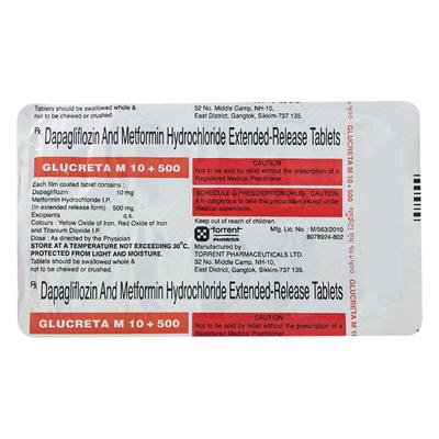 GLUCRETA M 10 + 500 Tablet 10's - Diabetes-Ant