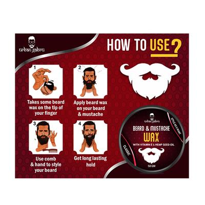 Urban Gabru Beard & Mustache Wax with Vitamin E & Hemp Seed Oil - Style As You Want 50gm - Hair Gels & Waxes