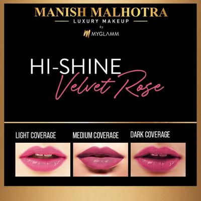Manish Malhotra Beauty By MyGlamm Hi-Shine Lipstick-Velvet Rose 4 gm - Lipsticks