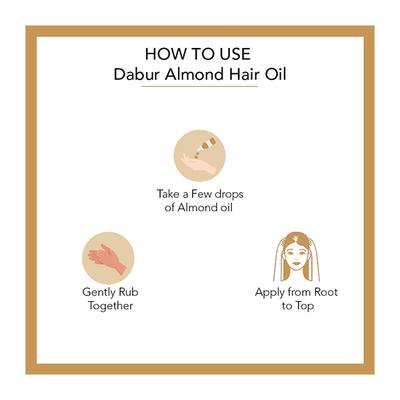 Dabur Almond Hair Oil Enriched with Soya Protein & 10X Vitamin E 200ml - Hair Oils
