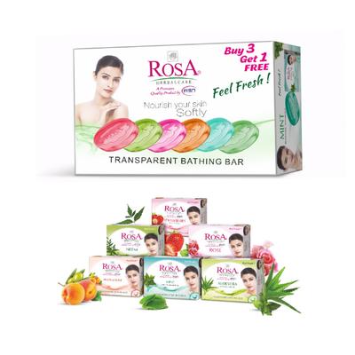 Rosa Transparent Bathing Bar (Pack Of 4) (Buy 3 & Get 1 free) - Soaps