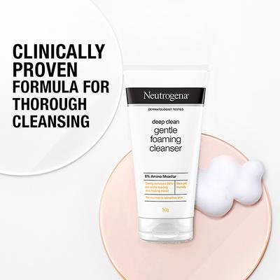 Neutrogena Deep Clean Gentle Foaming Cleanser 8% Amino Micellar for Normal To Sensitive Skin 50gm - Face Wash & Cleansers