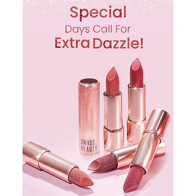 Swiss Beauty More Than Glitter Lipstick -Glimmer Coral 3 gm - Lipsticks