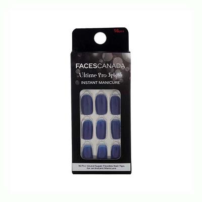 Faces Canada Ultime Pro Splash Instant Manicure - Midnight , Press On Nail Extensions - 16 Pcs 1's - Nail Art