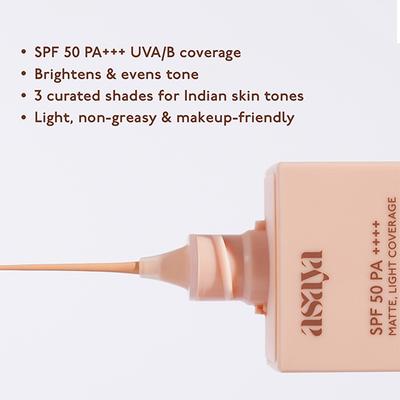 Asaya Hint Of Tint Tinted Sunscreen SPF 50 PA++++ Shade-Medium 40 ml - Body Sunscreen