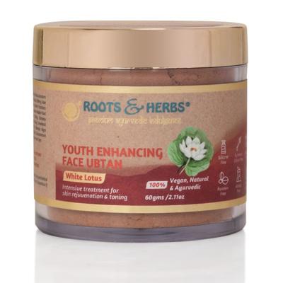 Roots & Herbs Youth Enhancing Face Ubtan Powder - White Lotus 60 gm - Face Packs