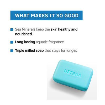 Ustraa Deo Soap for Men - Sea Minerals (Pack of 8 x 100 gm) - Soaps