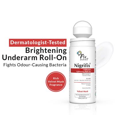 Fixderma Nigrifix Underarm Velvet Musk Roll on Brightens Skin & Exfoliates Underarm 60 ml - Deodorants/Roll-Ons