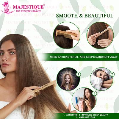 Majestique Wooden Wide Tooth Comb, Ideal for Detangling and Styling All Hair Types 1's - Hair Combs